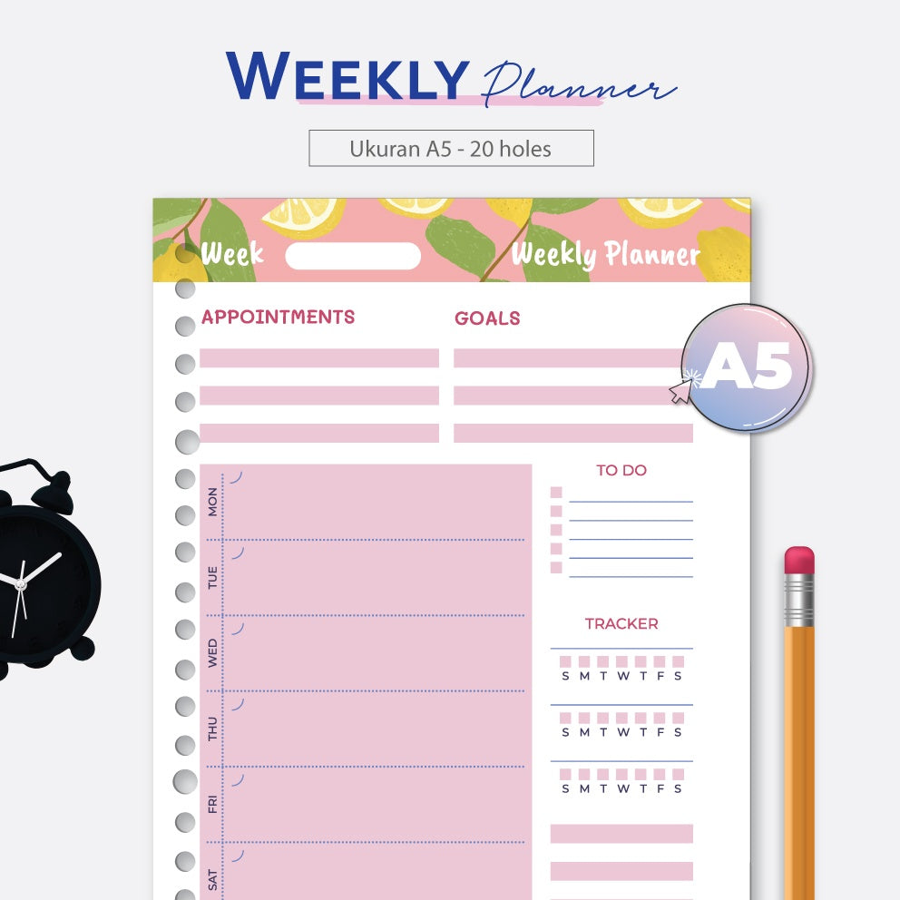 Loose Leaf A5 Weekly Planner Pink 2022 by bukuqu