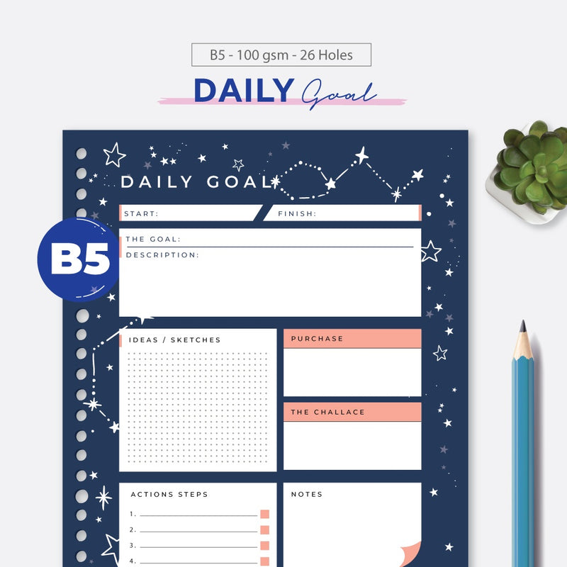 Loose Leaf B5 Daily Goals Full Color by bukuqu