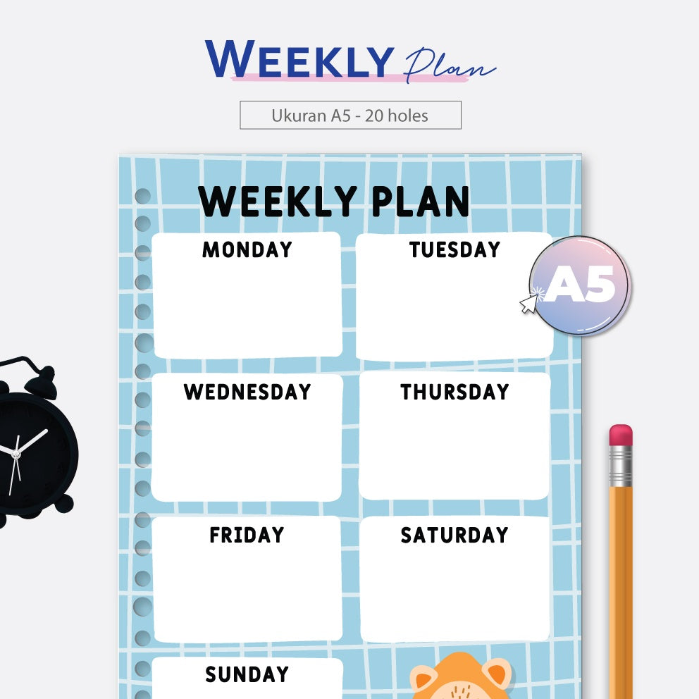 Loose Leaf A5 Weekly Plan Kotak Biru 2022 by bukuqu