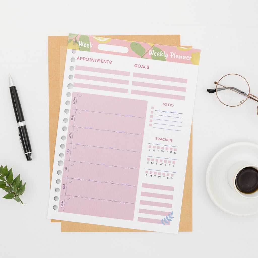 Loose Leaf A5 Weekly Planner Pink 2022 by bukuqu