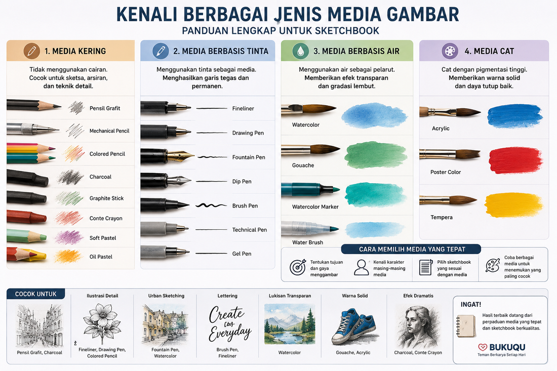 Mengenal Berbagai Jenis Media Gambar untuk Sketchbook: Panduan Lengkap Memilih Alat Menggambar