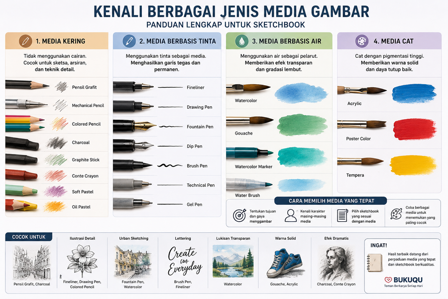 Mengenal Berbagai Jenis Media Gambar untuk Sketchbook: Panduan Lengkap Memilih Alat Menggambar