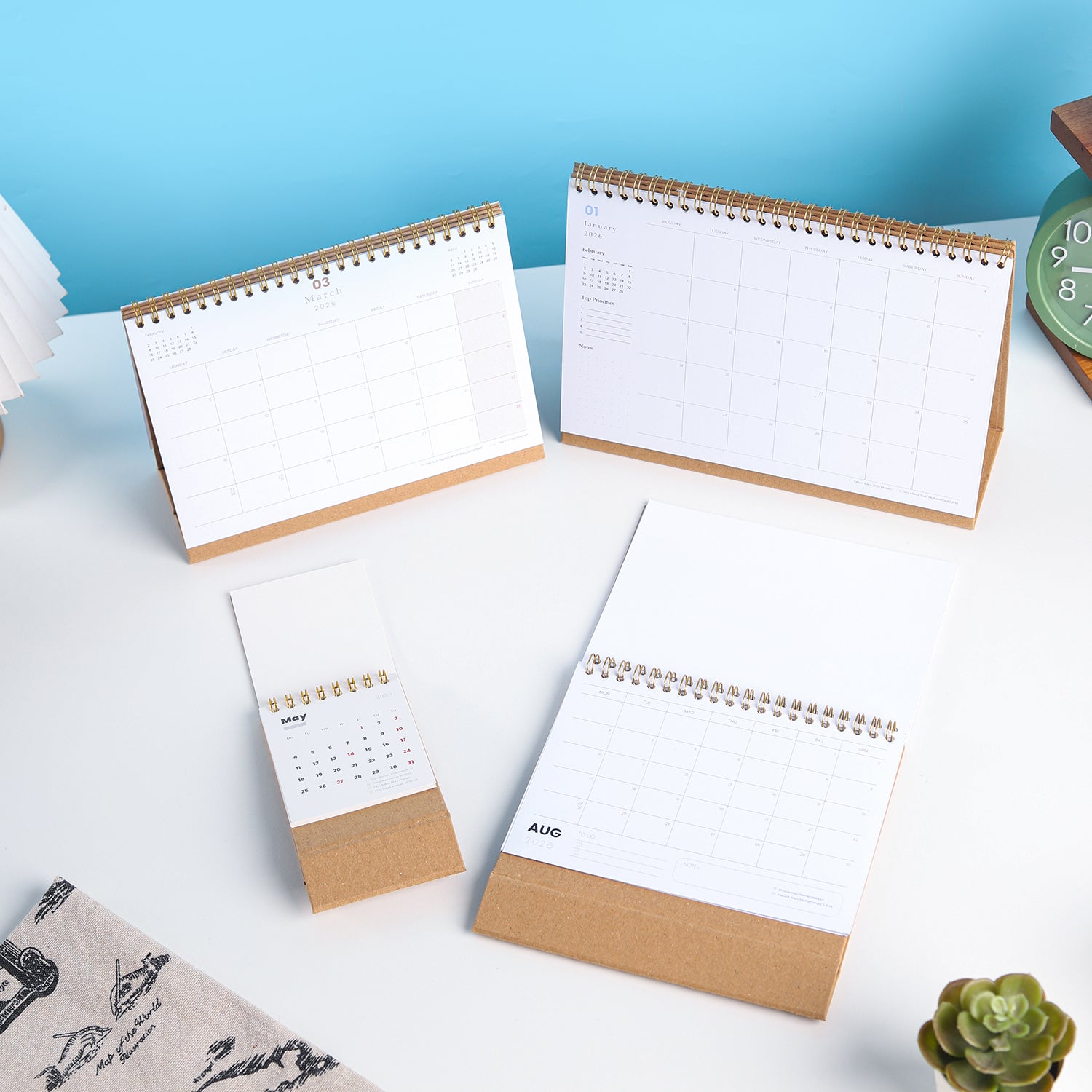 Calendar 2026 Meja - Kraft A7 B6 A5 B5