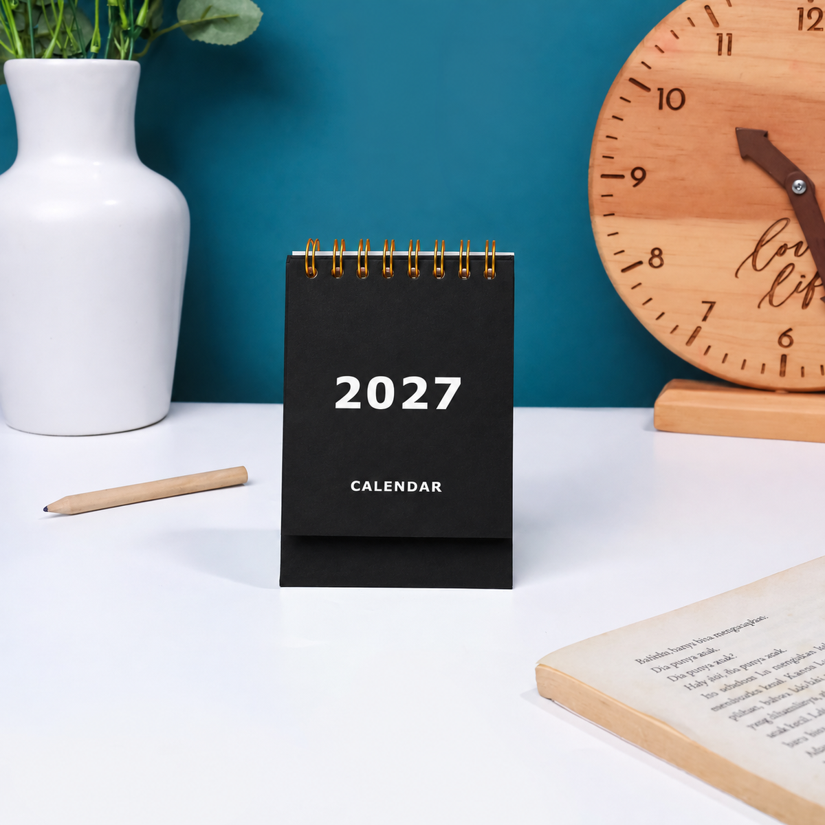bukuqu A7 Desk Calendar 2027 - Sablon Putih