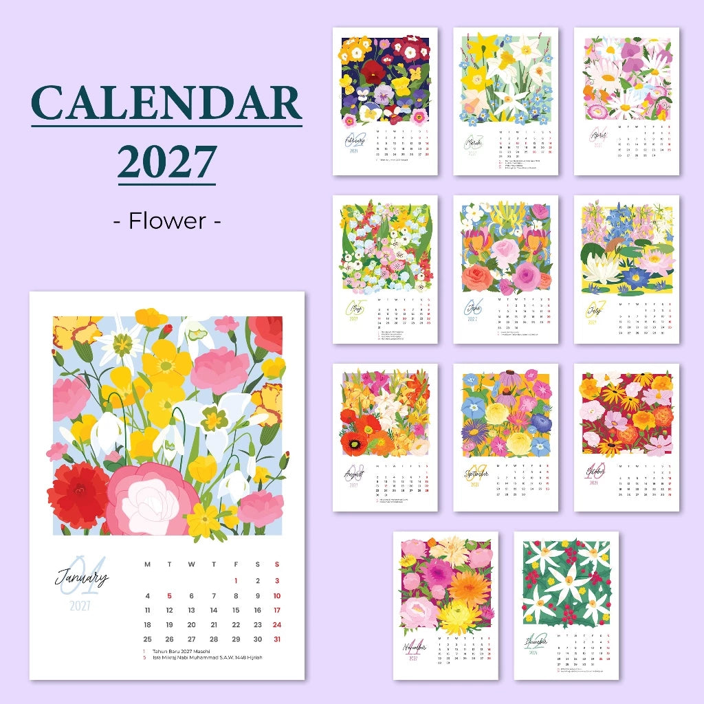 bukuqu A6 Calendar Meja 2027 - Cute