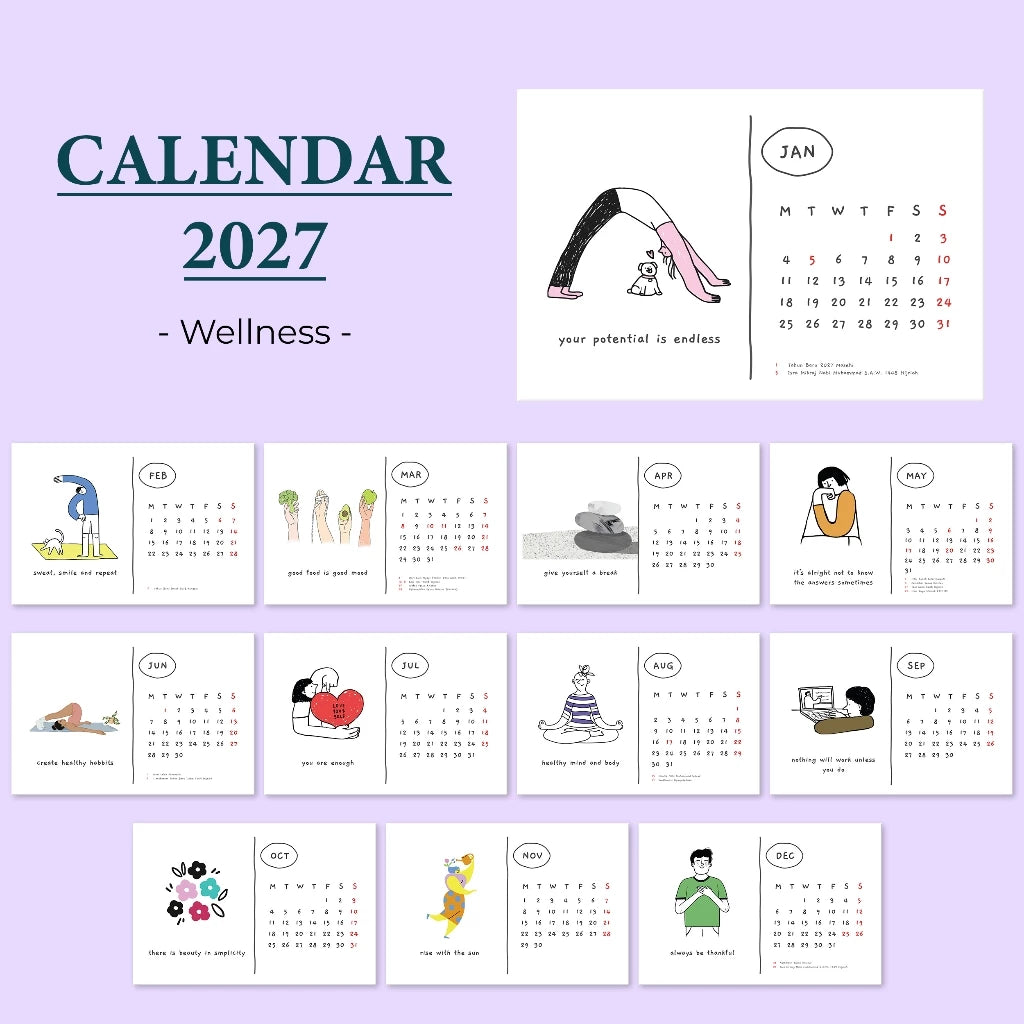 bukuqu A6 Calendar Meja 2027 - Cute