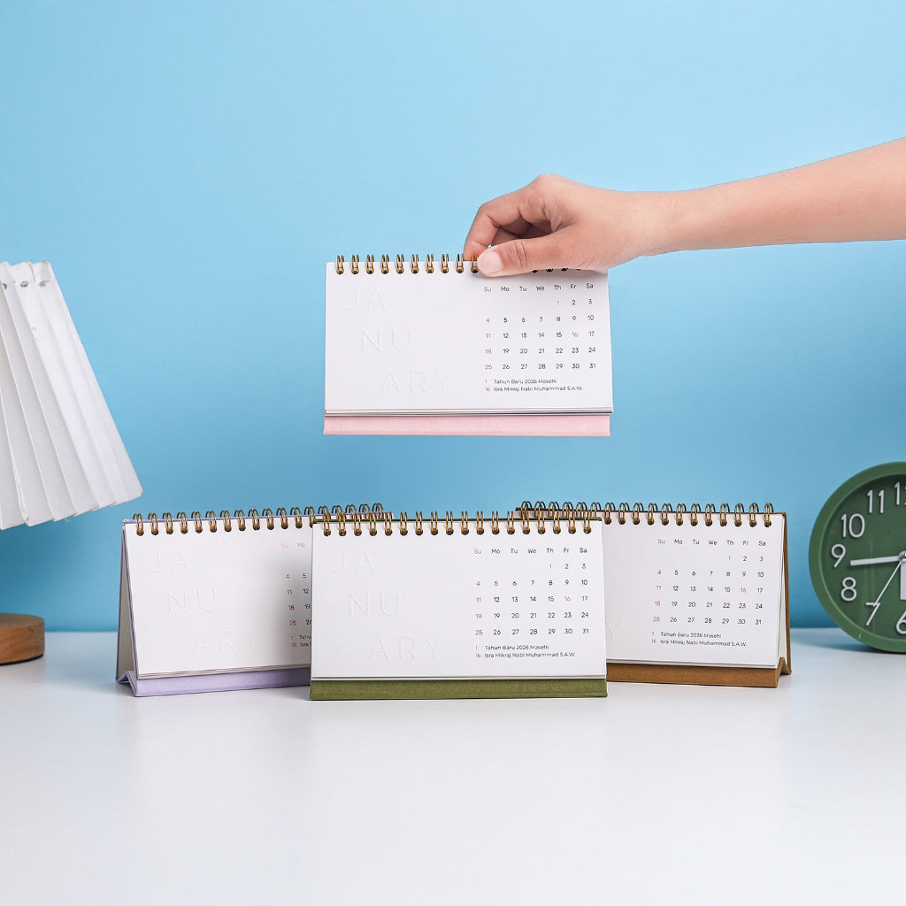 Calendar Meja Emboss #Huruf 2026