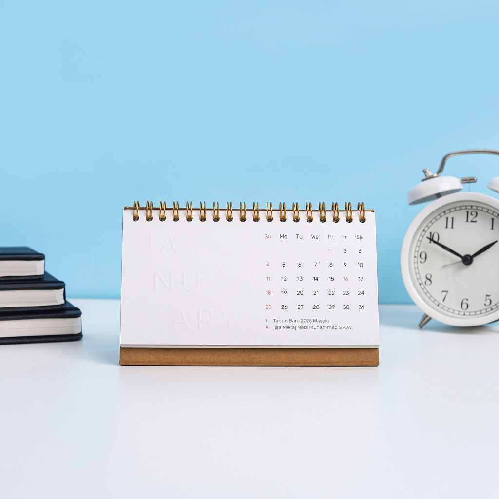 Calendar Meja Emboss #Huruf 2026