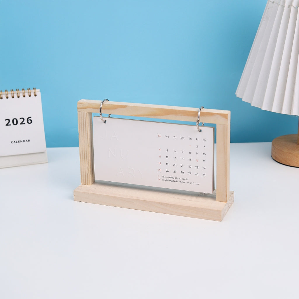 bukuqu Calendar Hanging Emboss 2026 - Kalender Meja Aesthetic