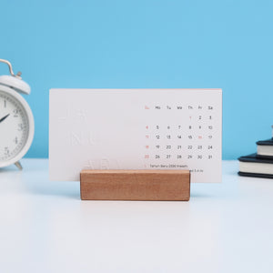 bukuqu Calendar Wooden Emboss 2026 - Kalender Meja Aesthetic