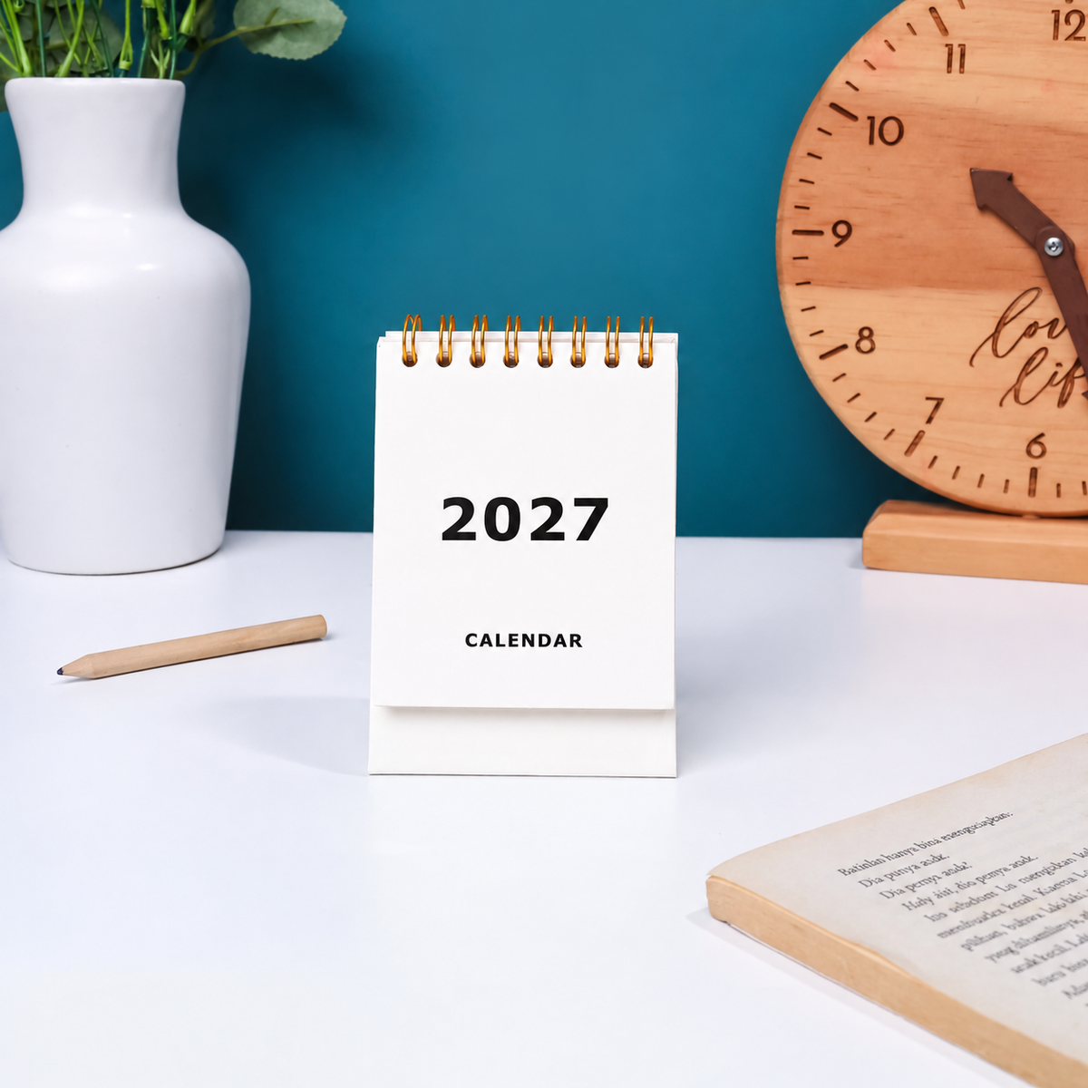 bukuqu A7 Desk Calendar 2027 - Sablon Putih