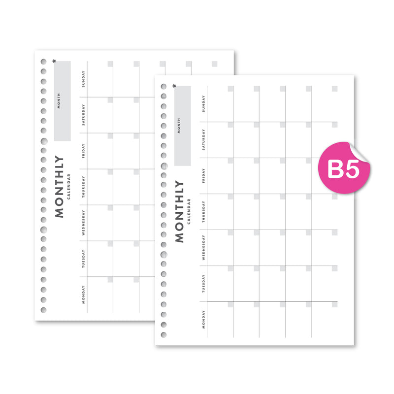 Loose Leaf B5 Monthly Calendar by bukuqu