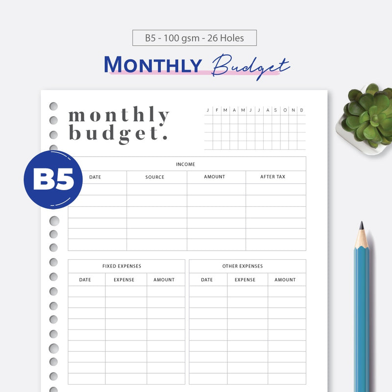 Loose Leaf B5 Monthly Budget by bukuqu