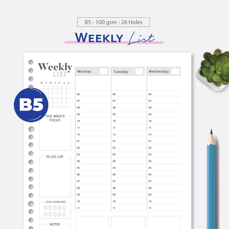 Loose Leaf B5 Weekly List by bukuqu
