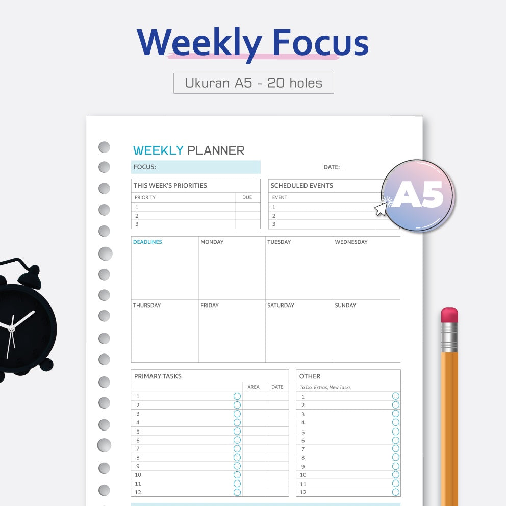 Loose Leaf A5 Weekly Planner Focus by bukuqu
