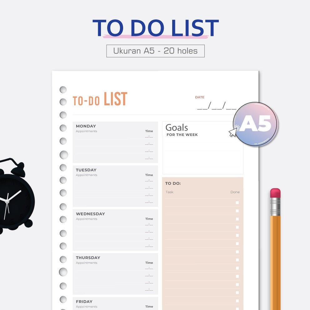 Loose Leaf A5 To Do List by bukuqu