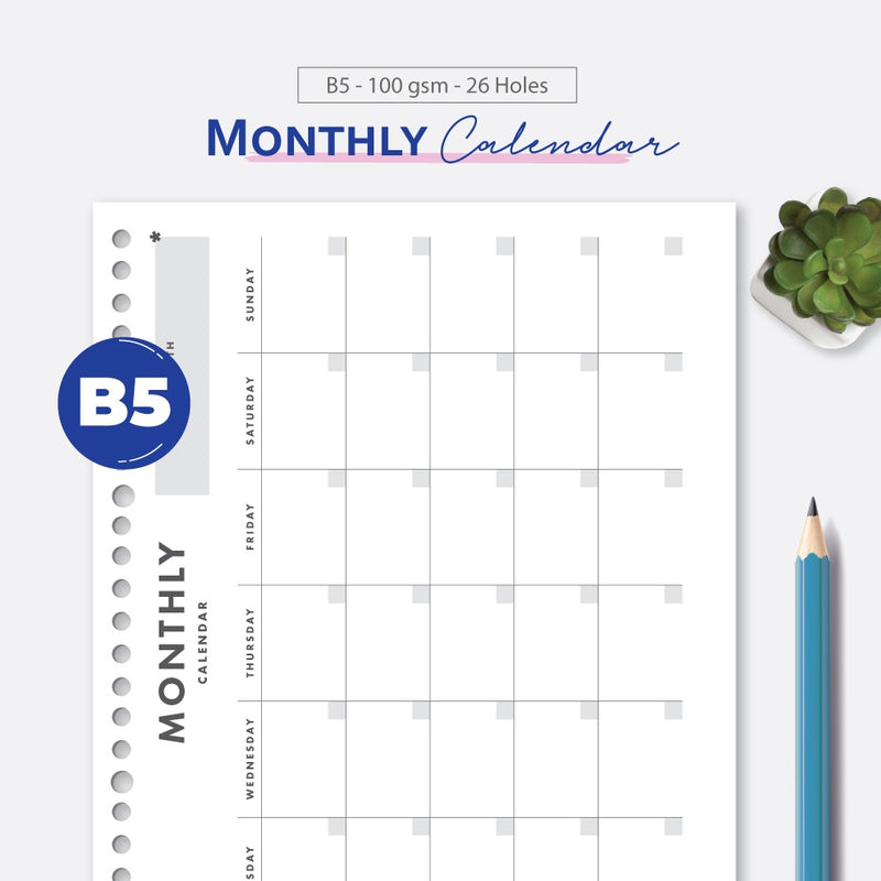 Loose Leaf B5 Monthly Calendar by bukuqu