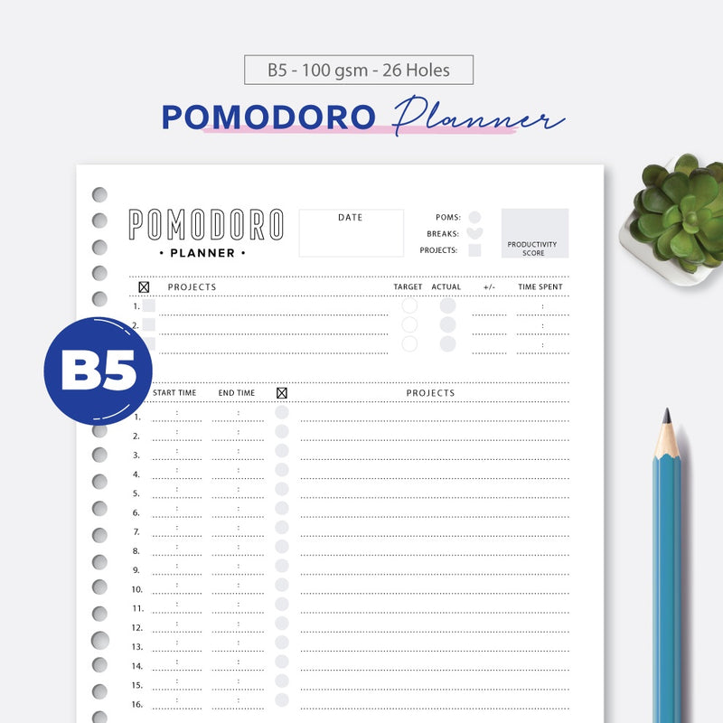 Loose Leaf B5 Pomodoro Planner by bukuqu