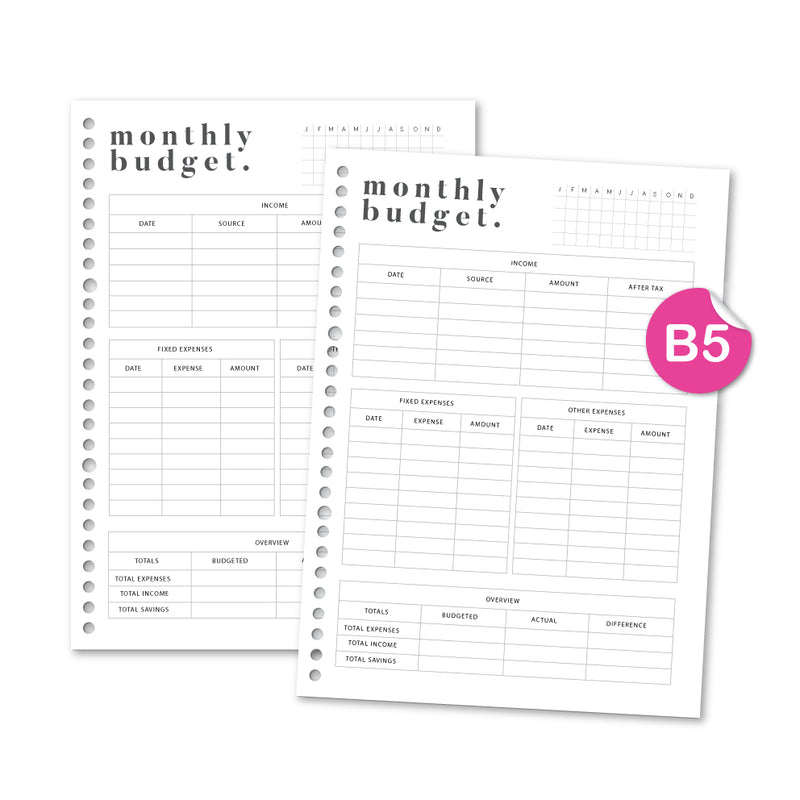 Loose Leaf B5 Monthly Budget by bukuqu