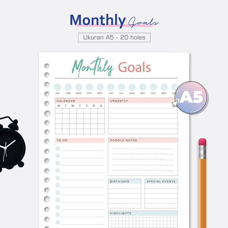 Loose Leaf A5 Monthly Goals by bukuqu