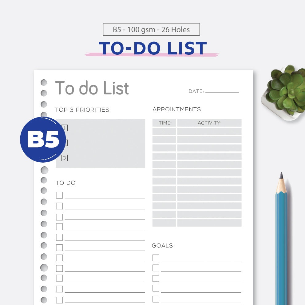 Loose Leaf B5 Daily To do list by bukuqu