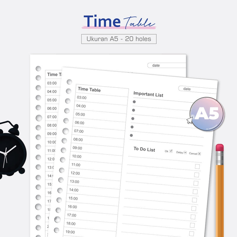 Loose Leaf A5 Time Table by bukuqu