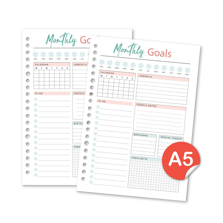 bukuqu A5 Loose Leaf Monthly Goals