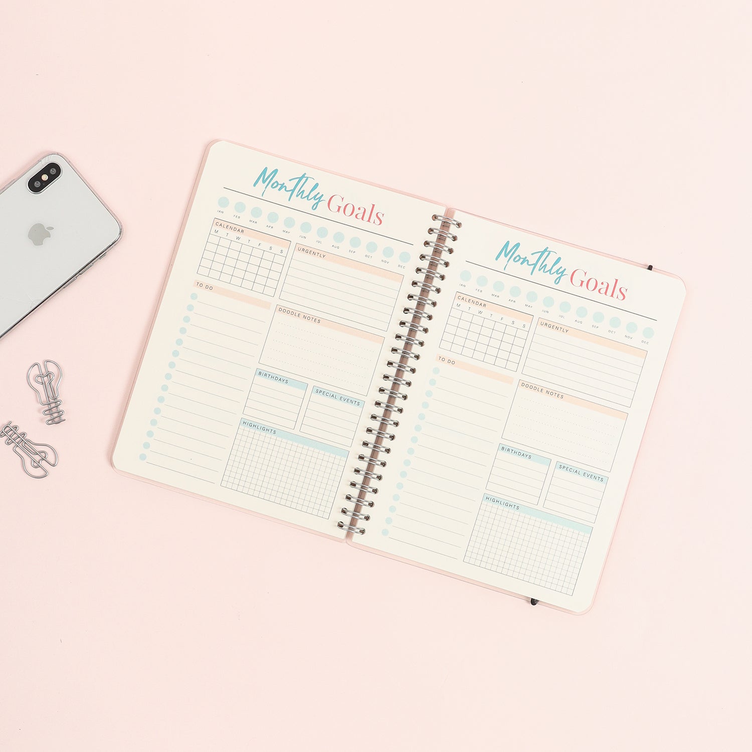 Notebook Spiral A5 - SM022 Monthly Goals by bukuqu