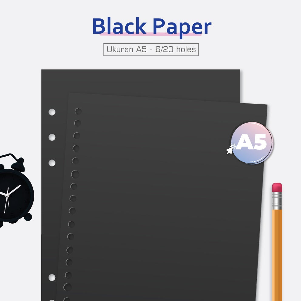 Loose Leaf A5 210 gsm Black paper by bukuqu