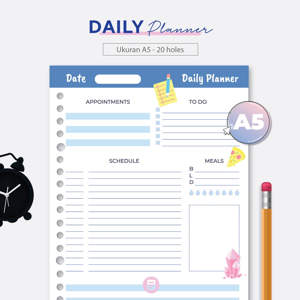 Loose Leaf A5 Daily Planner Biru 2022 by bukuqu