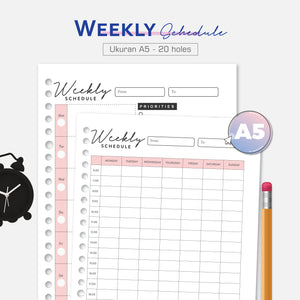 Loose Leaf A5 Weekly Schedule by bukuqu