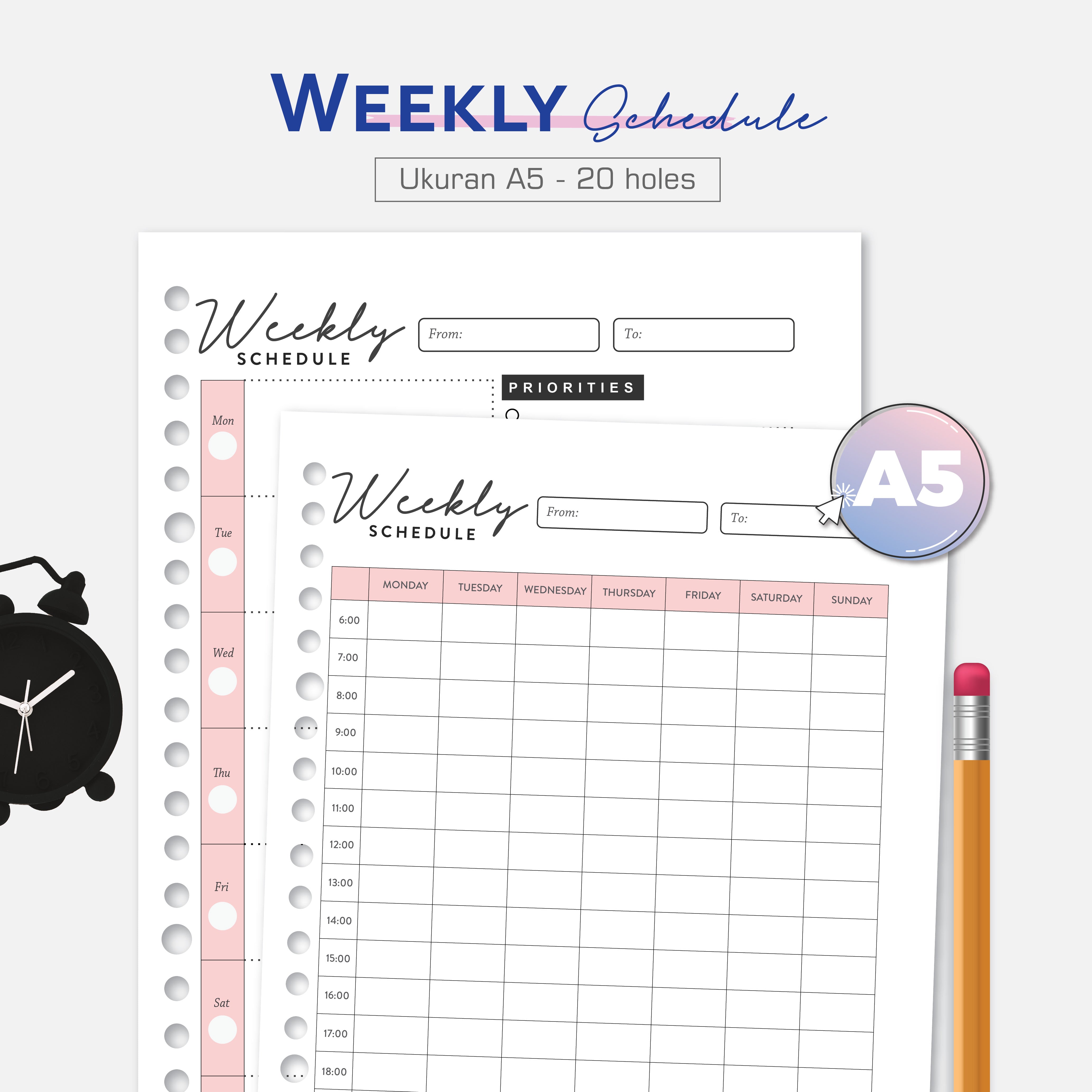 Loose Leaf A5 Weekly Schedule by bukuqu